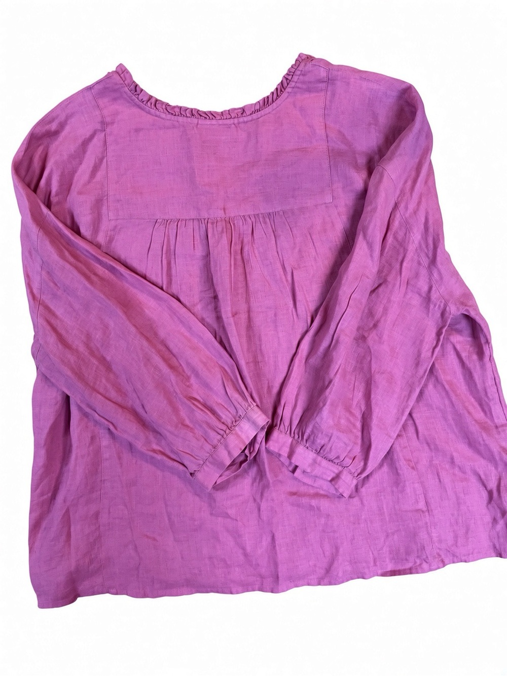 J.Jill Love Linen Pink Ruffle Henley Blouse XL NWOT - Picture 5 of 5